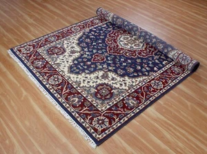 Turkish Living Room Blue Carpet Tribal Hand-Knotted Parsian Wool Area Rug 5x7 ft - Picture 1 of 13