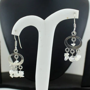 NATURAL RAINBOW MOONSTONE GEMSTONE BEADED BEAUTIFUL GEMSTONE EARRINGS 3 GRAMS - Picture 1 of 2