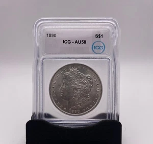 1890-P Morgan Silver Dollar Philadelphia Mint ICG AU58 White Label Beautiful - Picture 1 of 4