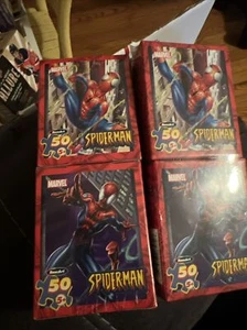 4 Spider-Man 50 Piece Mini 5" x 7" Jigsaw Puzzles - Web Slinger & Night Flight - Picture 1 of 1