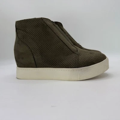 SODA Verde Oliva Cuña Tenis Perforados Cremallera Botines Para Mujer Talla 9 Foto 1 de 4