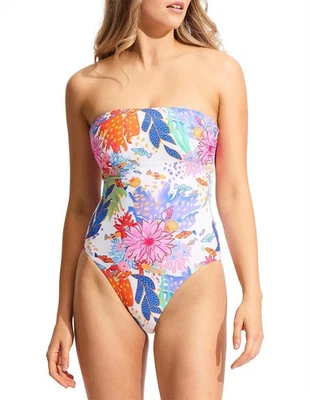 Seafolly Under The Sea Bandeau One Piece Swimsuit - Size AU-10DD RRP $230 - Image 1 of 3