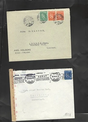 FINLAND-WW2-CENSORED-COVERS-NAZI-LOT OF 5-NICE CANCELS AND FRANKING-AV-F-#51 - Image 1 of 4
