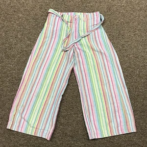 Oilily Girls 5-6 Striped Linen Blend Wide Leg Belted Pants Spring Easter - Picture 1 of 15