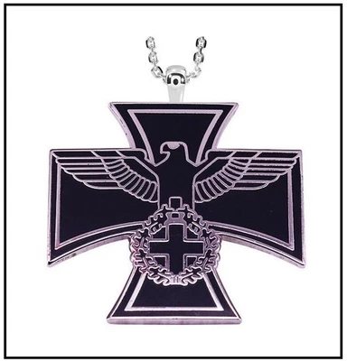 Colar CRUZ DE FERRO - 2 1/4" pingente de águia alemã - corrente pesada de aço inoxidável 24" - Imagem 1 de 4