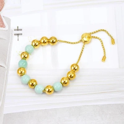 Nuevo Brazalete Deslizante Michael Kors Cuentas Amazonita Tono Dorado Foto 1 de 4