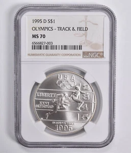 MS70 1995 D Olympics - Track & Field Commemorative $1 NGC Brown Label - Picture 1 of 5