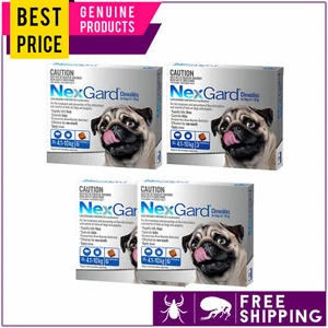 Nexgard Flea and Tick Control Chewables For Dogs 4 to 10 Kg BLUE 3, 6, 12 Doses - Picture 1 of 5