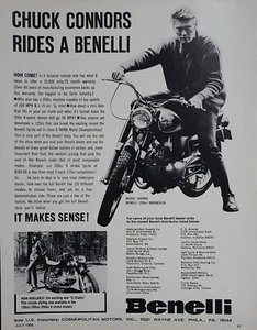 1968 Benelli 250 Barracuda Motorcycle Original print ad Chuck Connors - Picture 1 of 1