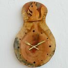 Handmade Rustic Wooden Wall Clock Vintage Round Clock Easy To Install Squirrel