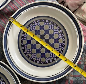 Royal Doulton Tangier 10-3/8" Dinner Plates Set of 2 Blue Geo Stoneware LS 1005 - Picture 1 of 3