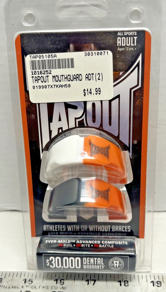 Protetores bucais Tapout - Tamanho adulto - 2 protetores e 2 alças - Imagem 1 de 4