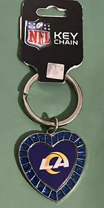 LA Los Angeles Rams NFL Team Key Chain Keyring Rico Rhinestone Bling Heart NEW - Picture 1 of 1