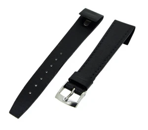 Ersatzband Leder 18mm Schwarz TiT CLIP Dornschließe Silber Uhrenarmband NEU - Bild 1 von 1