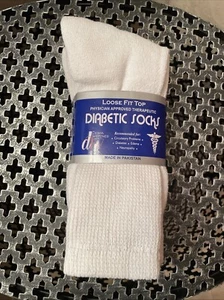 New 3 Pairs White Diabetic Crew Socks Health Cotton Mens Womens Size 9-11 - Picture 1 of 6