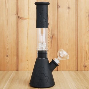 12" Heavy Duty Glass Bong Silicone Smoking Tobacco Water Pipe Beaker 14MM Bowl - Picture 1 of 7