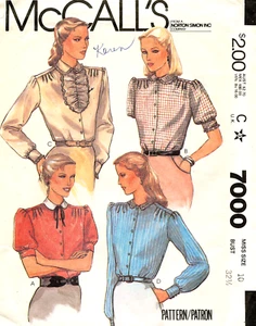 80er Jahre McCall's Misses' Blusen Muster 7000 Größe 10 UNGESCHNITTEN - Bild 1 von 2