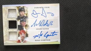 2023 LEAF ITG USED HOCKEY JAROMIR JAGR OATES GARTNER #ed 2/2 TRIPLE AUTO JERSEY