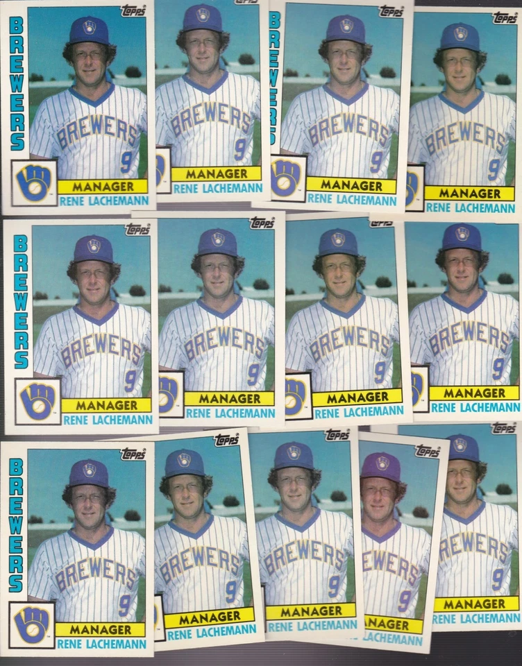 1984 Topps Traded #67T LOT of (13) RENE LACHEMANN MGR NM/MT Milwaukee BREWERS   - Image 1 of 1