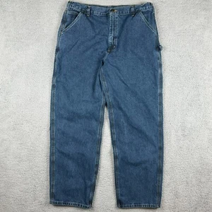 Carhartt Carpenter Jeans 37x32 Mens Baggy Blue Denim B13 DPS Workwear Tag 40x32 - Picture 1 of 16