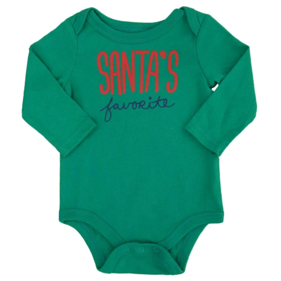 Infant Boys Green Santa's Favorite Christmas Bodysuit - Image 1 of 1
