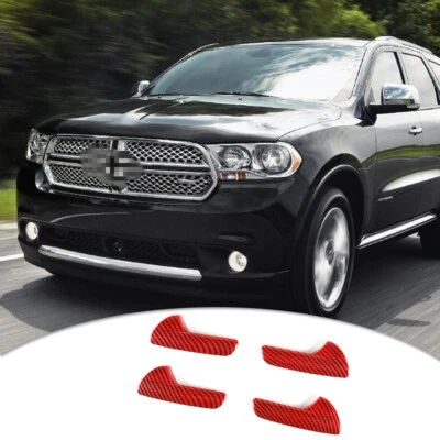 Red Carbon Fiber Inner Door Handle Cover Trim For 2011-21 Durango/Grand Cherokee Foto 1 de 4