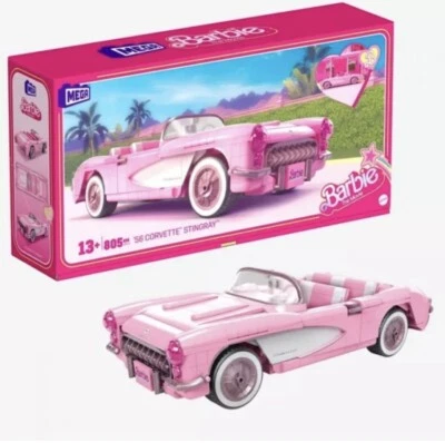MEGA Barbie the Movie 56 CORVETTE STINGRAY Car Building Set HRY24 2024 805 pcs - Image 1 of 4