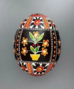Ukrainian Pysanky, Easter Egg Written on Hen Shell, Wax Resist Dyed Style #118 - Picture 1 of 6