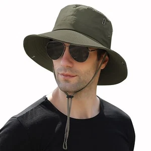 Men Sun Hat Summer Wide Brim UPF 50+ UV Protection Bucket Cap Waterproof Fold... - Picture 1 of 7