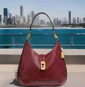 NWT! Coach AMBER HOBO Pebbled And Embossed Leather Shoulder Bag Wine $279 - Picture 1 of 12