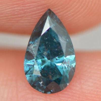 Diamante en forma de pera 1 quilate elegante color azul suelto I1 claridad mejorada pulido Foto 1 de 4