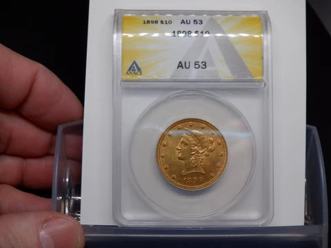 1898 Liberty Head $10 Eagle Gold Coin - ANACS Graded AU53 - Pretty Coin Cover