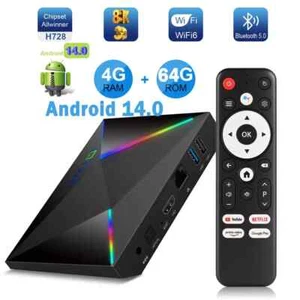 2025 NEW Smart TV BOX Android 14 4/64GB 2.4G/5G WIFI6 Media Player Octa Core - Picture 1 of 13