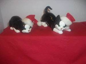 VINTAGE ENSCO TUXEDO CHRISTMAS CATS SET OF 2 1987 - Picture 1 of 4