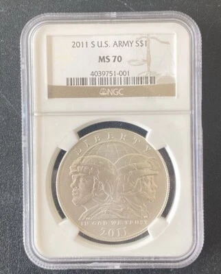 2011 S U.S. Army Commerative Silver Dollar NGC MS 70 - Image 1 of 3