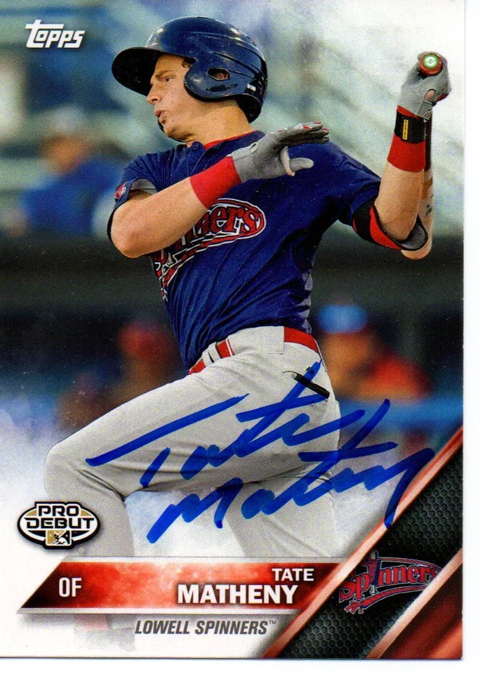 Tate Matheny Lowell Spinners 2016 Topps Pro Debut Signed Card - Image 1 of 1