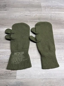 Vintage Militär OD braune Wolle Trigger Finger Fäustlinge - Bild 1 von 4