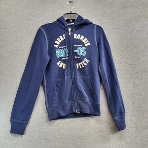 VINTAGE Abercrombie Girls Sweatshirt Large Blue Full Zip Hoodie Embroidered - Picture 1 of 8