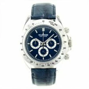 NEW K&BROS 9423-2 Ice-Time Men's Chronograph Blue Dial Leather Band Casual Watch - Picture 1 of 1