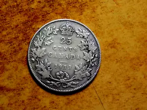 Canada Genuine 1913 Edward VII Nice 25 Cent Silver Coin R2 - Picture 1 of 2