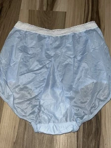 Vtg Panties Sheer 100% Nylon Sheer Blue lace USA Size 8 Hips XL NOS - Picture 1 of 6