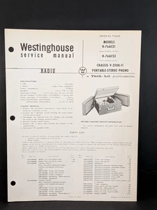 Westinghouse Phonograph Service Manual Model H-76ACS1 Chassis V-2508-11 2 Pg - Picture 1 of 2
