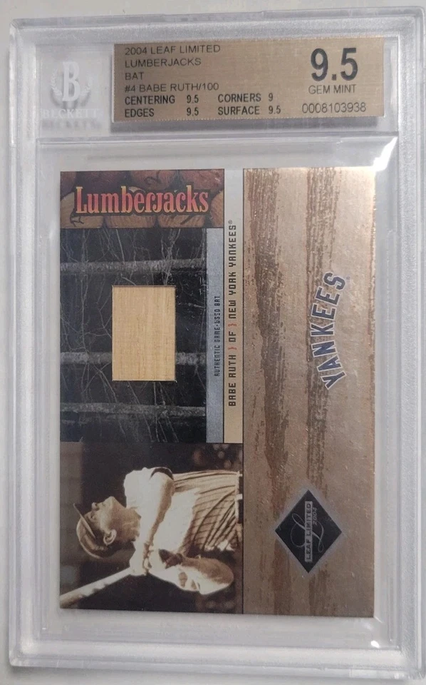 🔥 2004 Leaf Babe Ruth LUMBERJACKS JUEGO USADO BATE 74/100 BGS 9.5 SIN CAMISETA 🔥 Foto 1 de 3