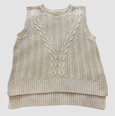 Rachel Zoe Women’s Large Cable Knit Sleeveless Sweater Vest Ivory - Image 1 of 4