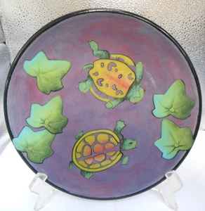 Rainbow Gate Santa Fe N.M ceramica tartarughe foglie 9" piatto insalata viola raro - Foto 1 di 2