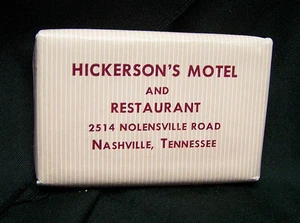 VINTAGE ADV~HICKERSON'S MOTEL/NASHVILLE, TENN~SOUVENIR TRAVEL MINI SOAP - Picture 1 of 2