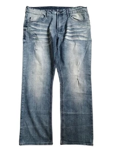 Buffalo David Bitton Six-X Basic Jeans 38x30 Actual Whiskered Distressed  - Picture 1 of 15