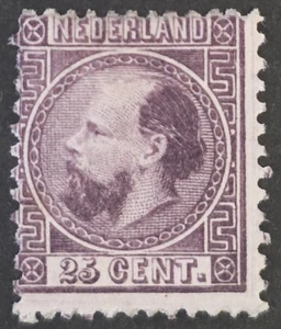 NETHERLANDS 1867-1868 Partial Gum 25 C Dark Violet Type I NVPH #11 IA CV €3000 - Picture 1 of 2