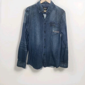 Harley Davidson Shirt Mens Large Blue Long Sleeve Denim HDMC Casual Button Up - Picture 1 of 7