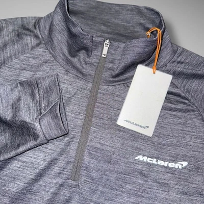 McLaren Pullover Mens Medium Heathered Gray Wool Blend Half Quarter Zip NWT - Image 1 of 4